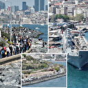 TCG Anadolu Gemisini ziyaret etmek için vatandaşlar kilometrelerce kuyruk oluşturdu