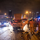 TEM'de yanan aracı izlerken kaza yaptılar