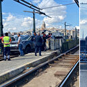 Galata Köprüsü üzerinde bir cip tramvay yoluna girdi: Seferlerde aksamalar meydana geldi