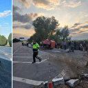 Samsun'da işçileri taşıyan minibüs devrildi: Yaralılar var