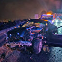 Bolu'da tırdan kopan lastik zincirleme trafik kazasına neden oldu