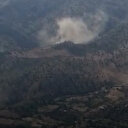 Malatya’daki şiddetli depremde Tillo bölgesindeki dağlardan toz bulutu yükseldi