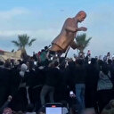 Baas rejiminin çökmesiyle halk Hafız Esed heykelini böyle yıktı