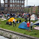 Hollanda'da Filistin destekçisi öğrenciler Amsterdam Üniversitesi kampüsünde kamp kurdu