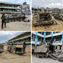 Gazze'den çekilirken tanklarını bıraktılar: Gazzeliler İsrail'in araçlarını inceledi