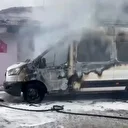 Samsun Vezirköprü’de minibüs yandı