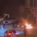 Burdur’da kaza yapıp alev alan motosikletten saniyelerle kurtarıldı