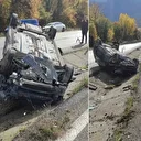 Takla atan otomobilden sağ kurtuldular