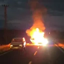 Hilvan’da alev alan otomobil patladı