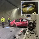 Tünelde feci kaza: Aracın motoru metrelerce ileri savruldu! Hız kadranı 200’de takılı kaldı