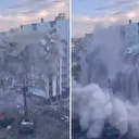 Diyarbakır'da ağır hasarlı 8 katlı bina yıkım sırasında çöktü