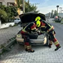 Burhaniye’de seyir halindeki otomobilde yangın
