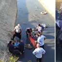 Motosiklet sulama kanalına düştü: 2 yaralı