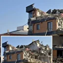 Ordu’da zemindeki kaymaya bağlı çatlaklar oluşan binanın yıkımı yapılıyor