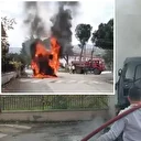 Bursa’da hafriyat kamyonu yangını: Araç kül oldu