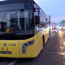 Basın Ekspres yolunda İETT otobüsün balataları yandı trafik kilitlendi