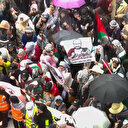 Faslılar yağmur altında Gazze için meydanlara çıktı