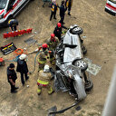 Otomobilin 20 metreden düştüğü kaza kamerada; 2 yaralı