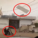 Fırtınada uçan levha tellere çarpıp yön değiştirdi: Motosiklettekiler ölümden döndü