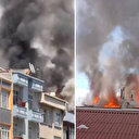 Bayrampaşa'da 5 katlı binanın çatısında yangın