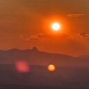 Tekelti Dağı'nda gün batımı görsel şölen oluşturdu