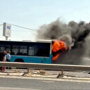 Çorlu'da belediye otobüsü alev aldı