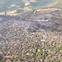 Balıkesir'de devam eden orman yangınında alevlerin bölgeye bıraktığı hasar havadan görüntülendi