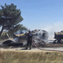 Tekirdağ'da saman yüklü römorkta çıkan yangın tarlaya sıçradı