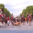 Fransa'daki Bastil Günü'nde bir garip geçit töreni: Asker kendini yaraladı atlar kortejden çıkıp yere yığıldı