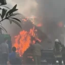 Market kamyonu yangında kullanılamaz hale geldi