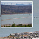 Barajda su seviyesi düşünce eski kara yolu ortaya çıktı