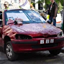 Hollanda'da temsili olarak, İsrail'in Gazze'de öldürdüğü 6 yaşındaki Hind'in içinde bulunduğu araç sergilendi