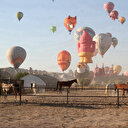 Kapadokya'da figürlü sıcak hava balonları gösteri uçuşu yaptı