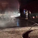 Seyir halindeki buğday yüklü TIR alevlere teslim oldu