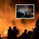 Alevlere teslim olan hurdalık alanda çıkan yangın geceyi aydınlattı