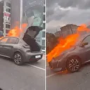 Üsküdar’da korku dolu anlar: Seyir halindeki otomobil alev alev yandı