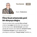 Fitne fesat ortamında yeni bir dünyaya doğru