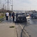 Avcılar'da seyir halindeki araçta yangın