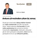 Ankara zirvesinden çıkan üç sonuç