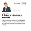 Erdoğan: İsraftan tasarruf yapacağız