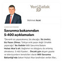 Savunma bakanından S-400 açıklamaları