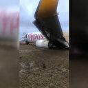 Pistten çıkan uçak yolcu kamerasında