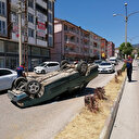 Takla atarak karşı şeride geçen otomobilden burnu bile kanamadan çıktı