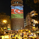 Galata Kulesi’ne Azerbaycan bayrağı yansıtıldı