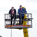 1. Lig maçında ilginç görüntü: Başkan karşılaşmayı vinçten izledi