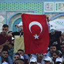Mescid-i Aksa'daki Filistinlilerden Türk bayraklı bayram kutlaması