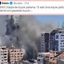 OdaTV İsrail'in Gazze'de basın binasını bombalama haberini "13 katlı bina çöktü" başlığıyla verdi