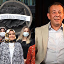 Başörtülü kadına iğrenç imada bulunan CHP'li Bolu Belediye Başkanı Tanju Özcan'a siyah çelenkli protesto