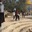 Mescid-i Aksa'da Kudüslü çocuklar işgalci güçlere karşı Filistin bayrağı açtılar