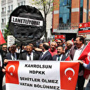 Şehit aileleri polise yumruk atan Saliha Aydemir'i HDP Genel Merkezi önünde protesto etti